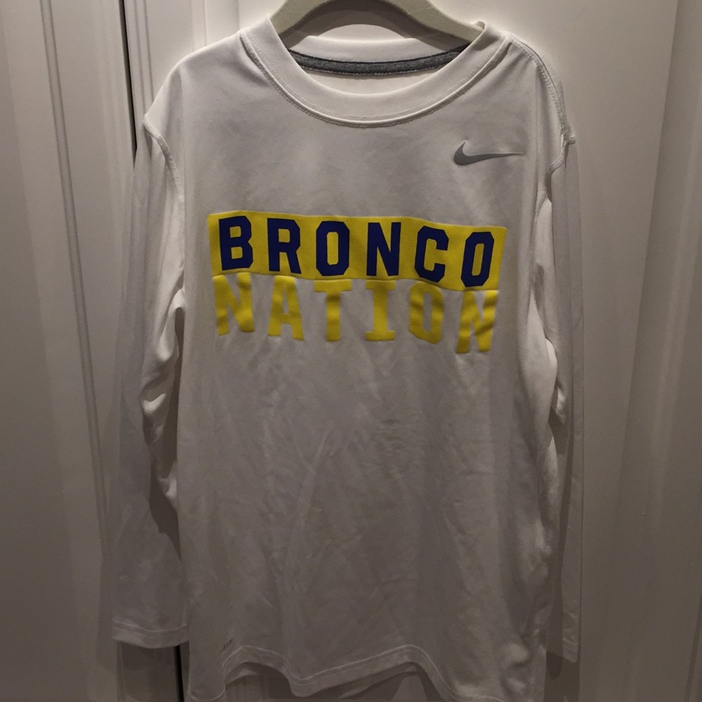 Nike youth Dri-Fit Bronco Nation long sleeve tee.